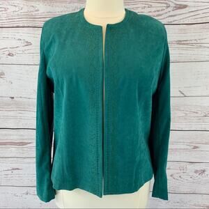 Southern Lady green embroidered open front jacket